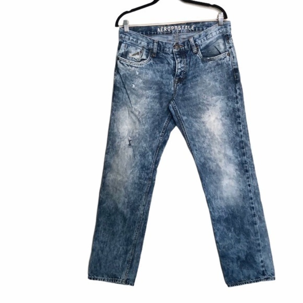 Aeropostale Bowery Slim Straight Acid Wash Jeans